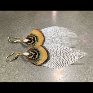 Handmade Exotic bird feathers earrings